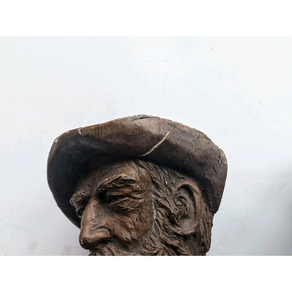 Vintage Folk Peasant Art Hand Faux Carved Wood Figure Wall Plague
